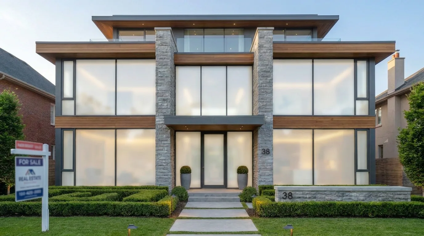 Frosted Privacy window film shown on a home